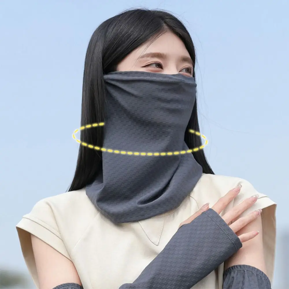 Sun Protection Sunscreen Mask Neck Protection Ice Silk Face Cover Sunscreen and Shading Anti-ultraviolet Sunshade Face Mask
