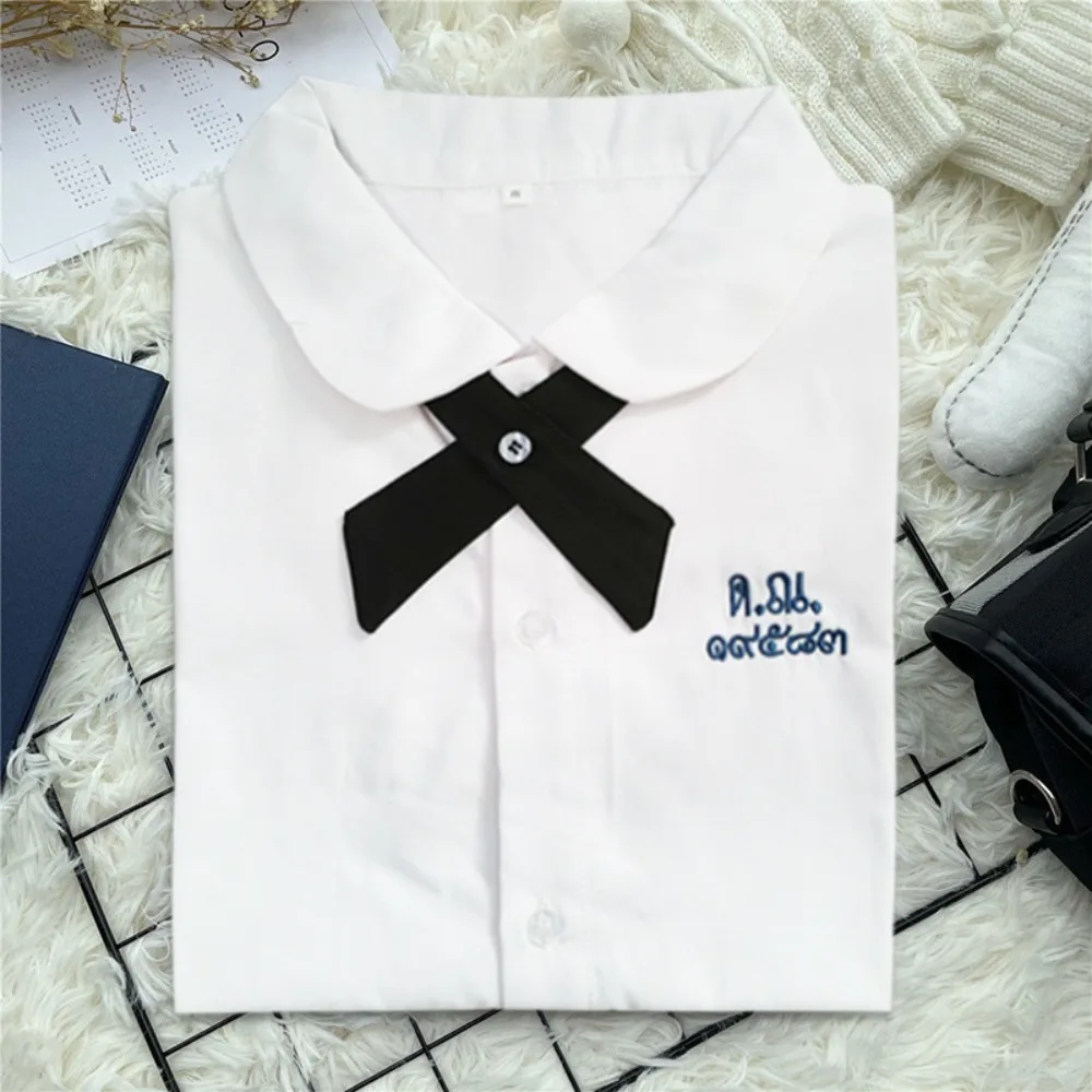 Short Sleeve Thailand School Uniform with Necktie Class Suits Pleated Skirt T Shirts All-match Women's Sets JK Uniform Girls