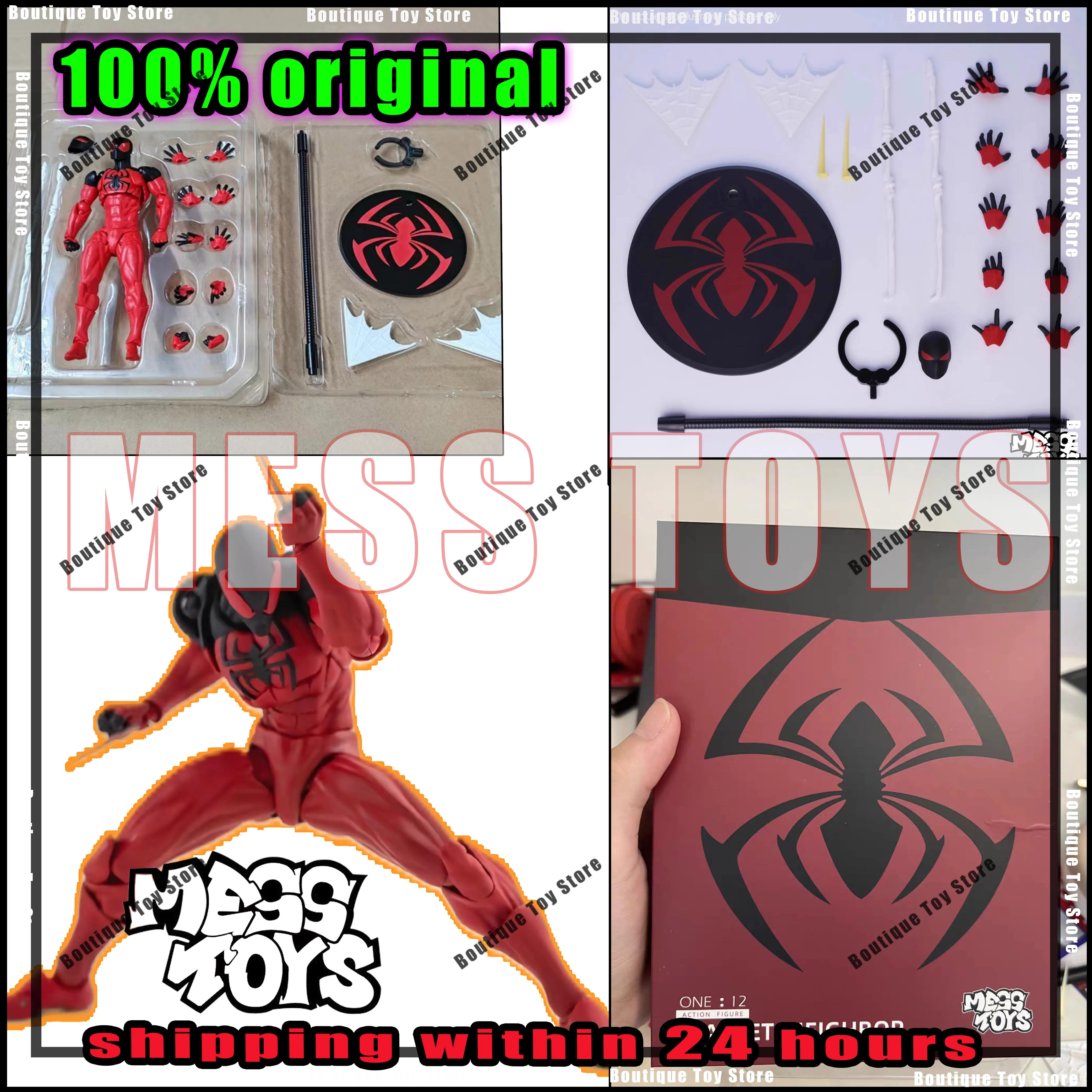 

In Stock Mess Toys Spider Man Scarlet Spider Kaine Parker Messtoys Spiderman Black Suit Symbiote Anime Action Figure Gift Toys