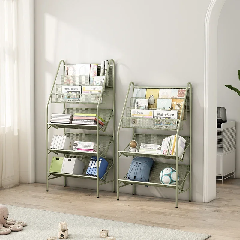 Bookshelf Simple Floor Living Room Solid Iron Multi-Layer Shelf Bedroom Storage Rack Display Stand Bookcase Desk Bookshelves