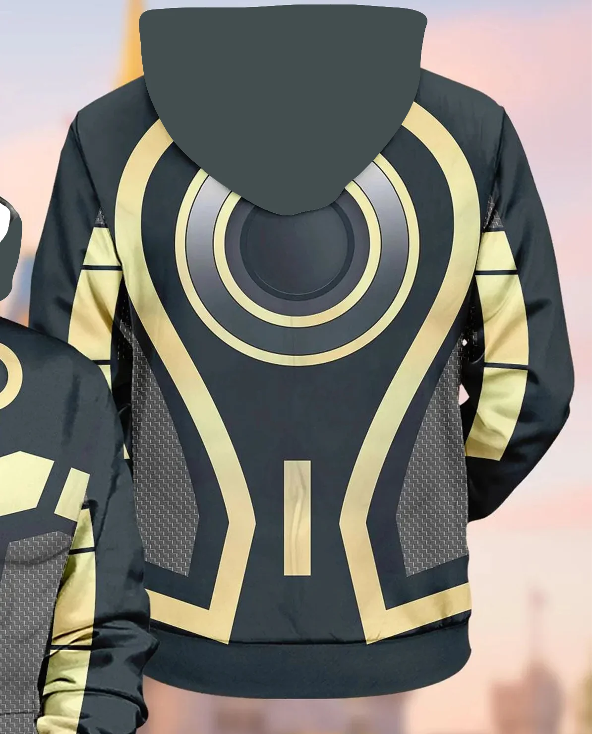 سترة بغطاء للرأس مطبوعة TRON للرجال على الموضة، سويت شيرت بنمط دائرة صفراء جديدة لخريف وشتاء، طراز متعدد الاستخدامات