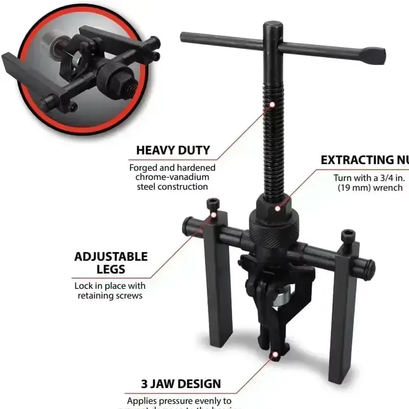 Car Repair Tool 3-Jaw Extractor Car Inner Bearing Puller Gear Labor-saving Car Separation Disassembly Tool Auto Accessories