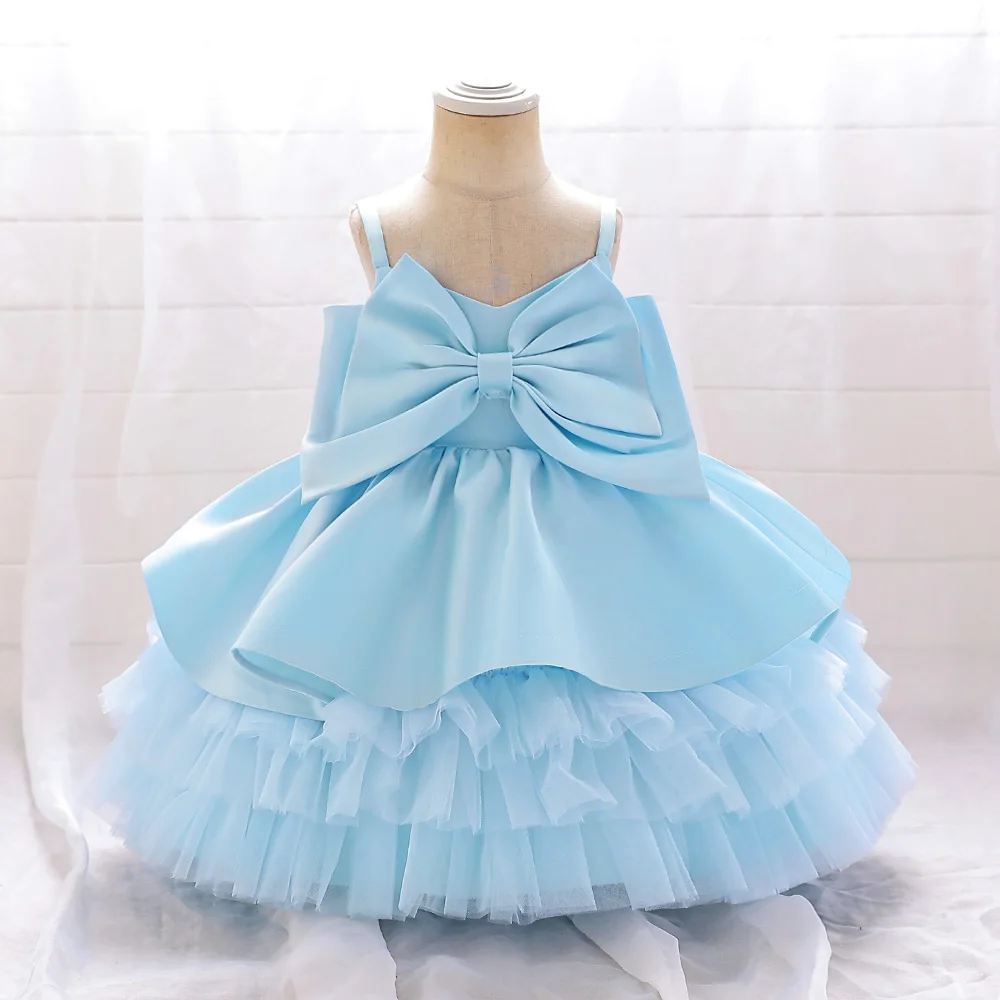 Elegant Big Bow Evening Party Girls Dress Newborn Christmas Kids Clothes Princess Pageant Ceremony Gown Luxury Costume Vestidos