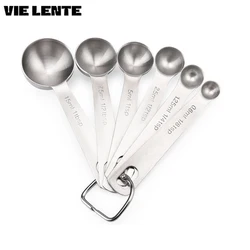 6pcs/set Food-grade Stainless Steel Measuring Spoon Set Sugar Coffee Powder Spice Measure Scoop Kitchen Baking Tools Accessories