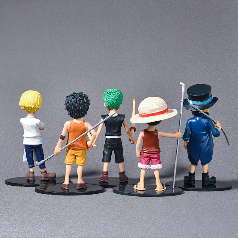 Mainan Figurine Piece Anime Figurine masa kecil Luffy Saab Aishanzhi Solon Model Figurine kue patung film Tv hadiah liburan