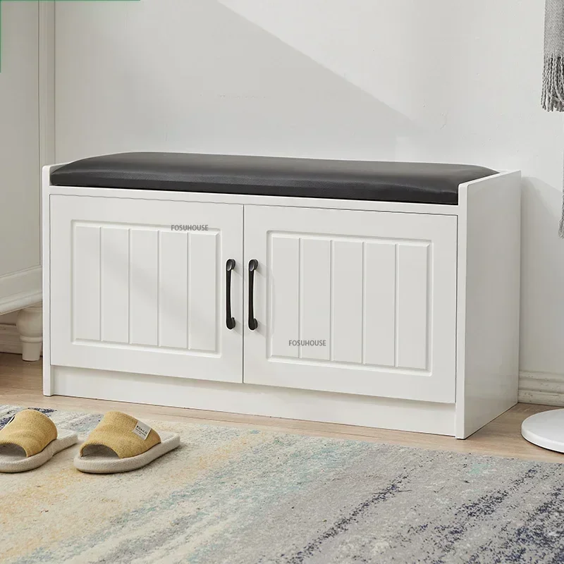 Modern Shoe Changing Stool for Living Room Furniture Simple Home Door Solid Wood Shoe CabinetsBedroom Bench Storage Shoe Rack L