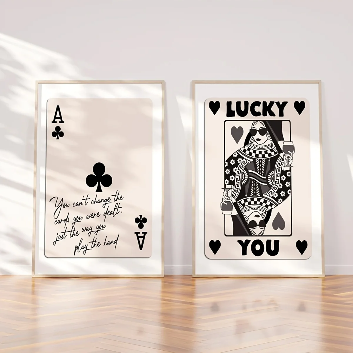 2Pcs Frameless Playing Card Printing Poster,fashion Retro Bar Cart Decor,preparatory Student Poster,black Ace Card Lucky Your