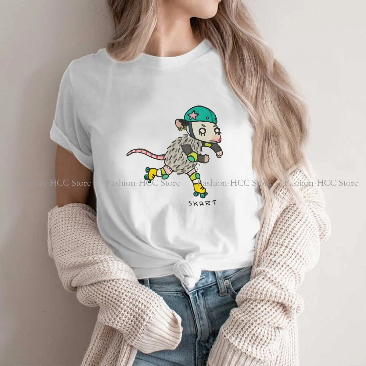 Skrrt Skrrt Hipster Polyester TShirts Cute Opossum Women Harajuku Tops T Shirt O Neck