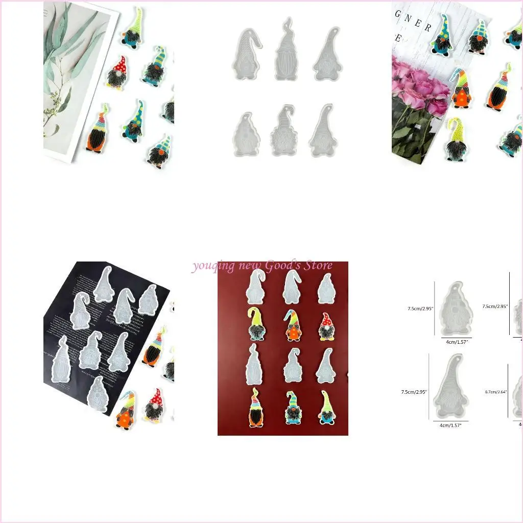 

57QA 8x Gnome Dwarf Pendant Epoxy Resin Mold DIY Easter Keychain Silicone Mold