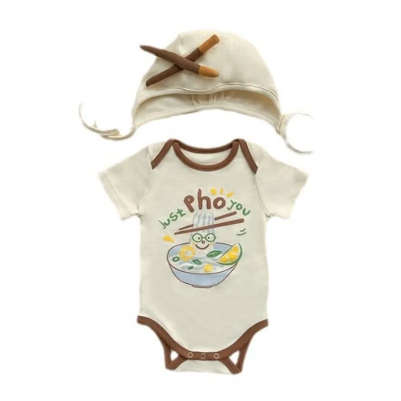 

Распродажа: Летний комбинезон для новорожденных из чистого хлопка с коротким рукавом, милым треугольным поясом на животе, в корейском стиле