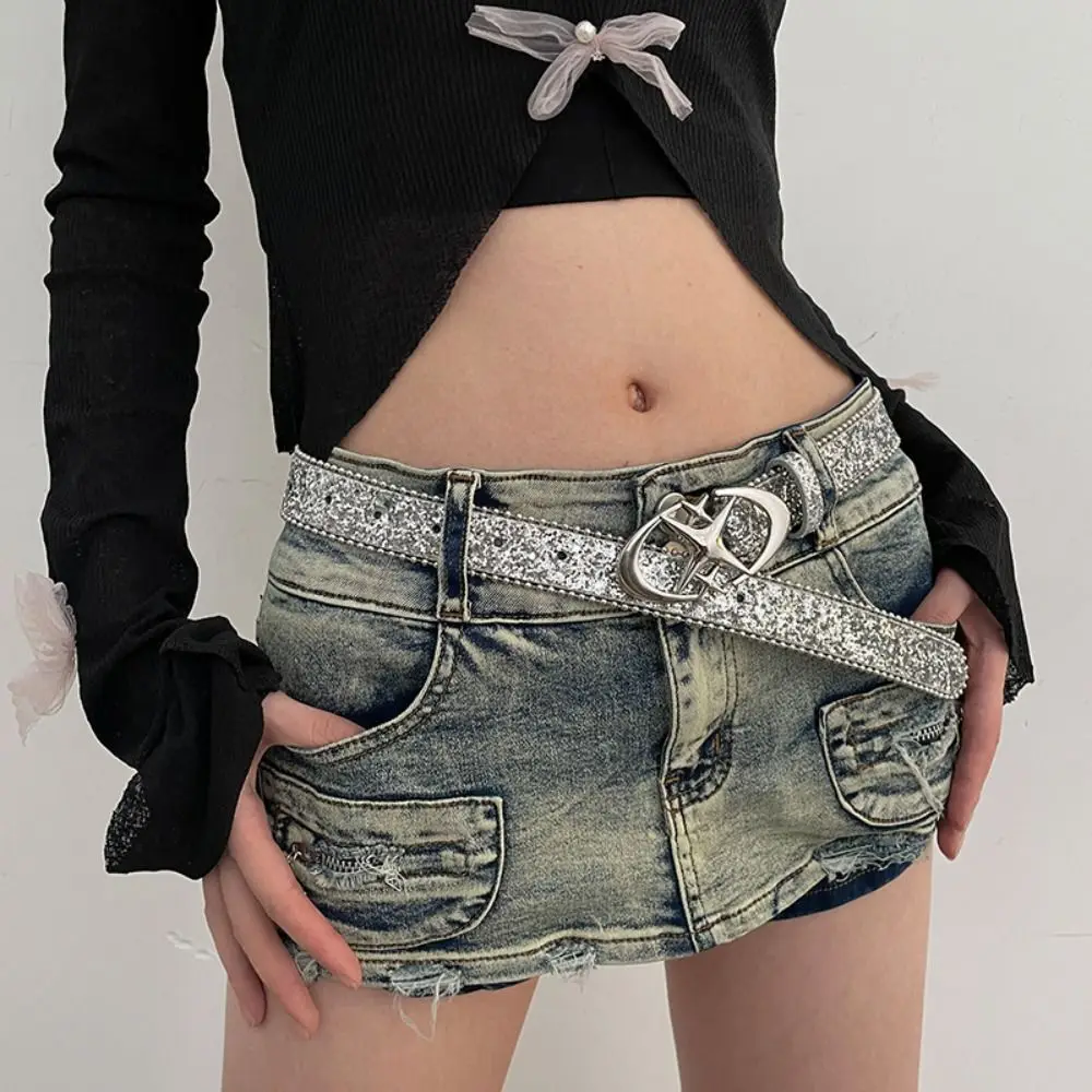 Verstelbare Pailletten Riem Mode Hot Girl Style Y 2K Vrouwen Riem Millennial Jeans Decoratieve Riem