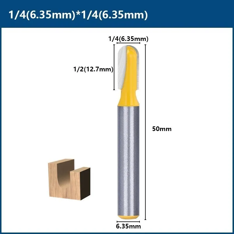 XCAN Slot Milling Cutter 1/4 Shank Ball Nose Router Bit Carbide End Mill Core Box Sloting Milling Cutter for Woodworking Tool