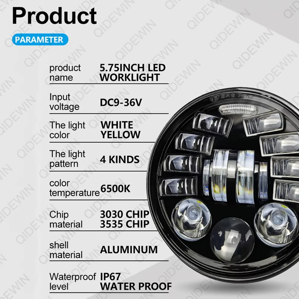 New Style Black Chrome 5.75 Inch LED Headlight 5 3/4\