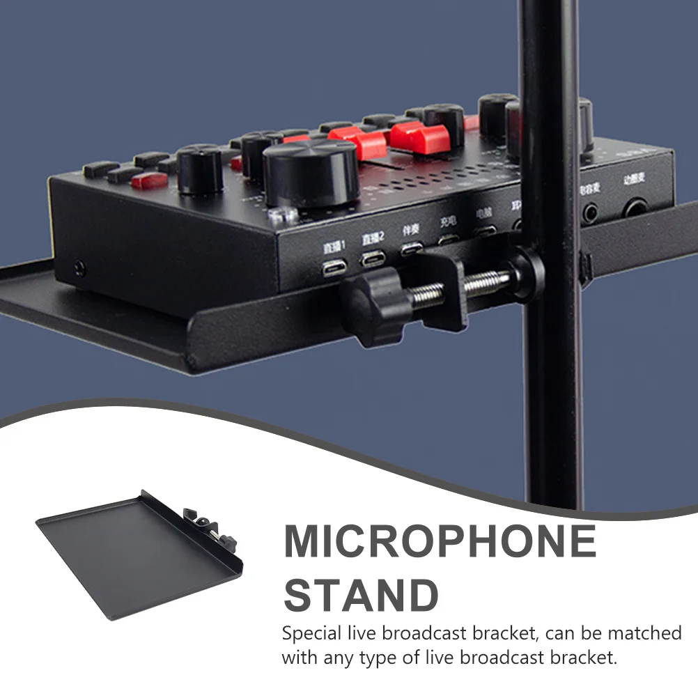 Microphone Tray Laptop Stand Rack Clamp-on Shelf Clip Holder Sound Card Display Iron