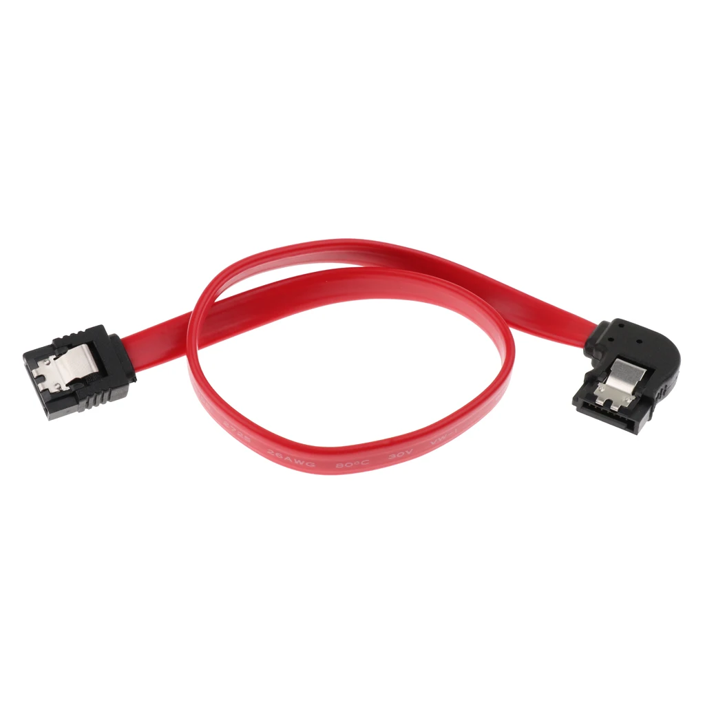 12 Inches III Cable 90 Degree 6Gbps Data Cable with Locking Latch Red