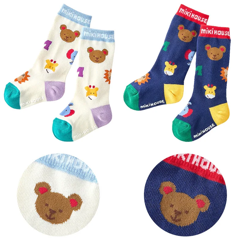 

Детские носки, детские эластичные носки с вышивкой в японском стиле милого медведя и зоопарка