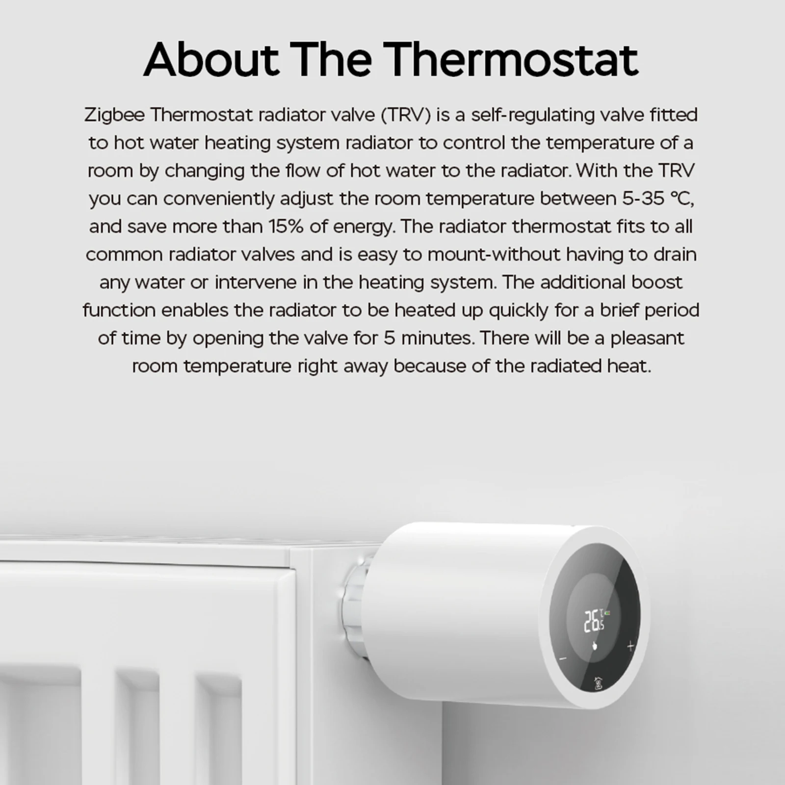 Tuya Smart Zigbee Radiator Programmable Temperature Control Valve, APP Controlled Smart Thermostat Controller