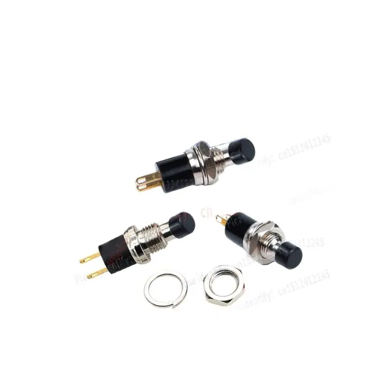 2PCS PB05A PB-05A 7MM Black Button With Gold-plated, ON-OFF 2-Pin Latching Self-Locking SPST Normally Open Mini Push Switch