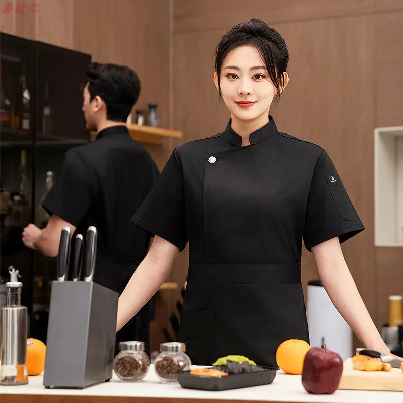 

Summer Thin Breathable Mesh Short Sleeve Chef Jacket for Catering Hotel Restaurant Canteen Pastry Baker Workwear Kitchen Clothes