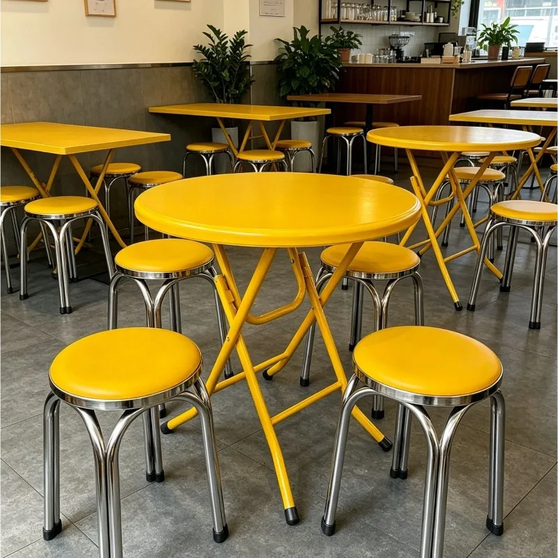 New Hong Kong-style tea restaurant fast food restaurant small round table, folding dining table and chairs, dining table