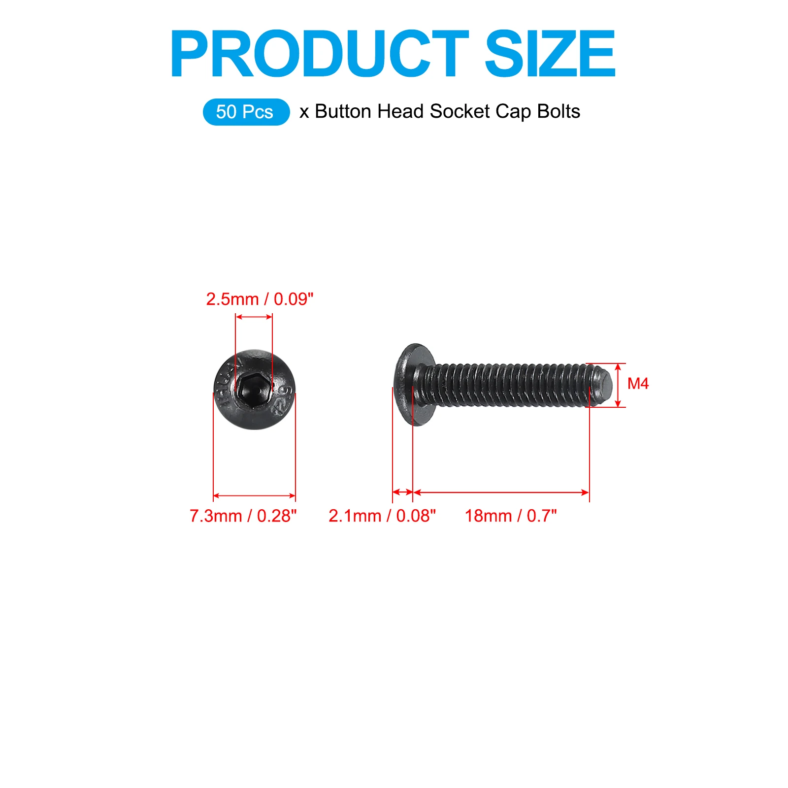 5-100pcs M2 M3 M4 M5 M6 M8 M10Button Head Socket Cap Bolts Screws 10.9 Grade Alloy Steel Hex Socket Cap Screws for Car Bike Ship