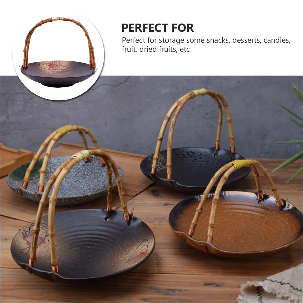 

1Pcs Japanese Style Ceramic Fruit Basket Hand Plate 8.5 Inch Decorative Snack Storage Tray Practical for Home Dining