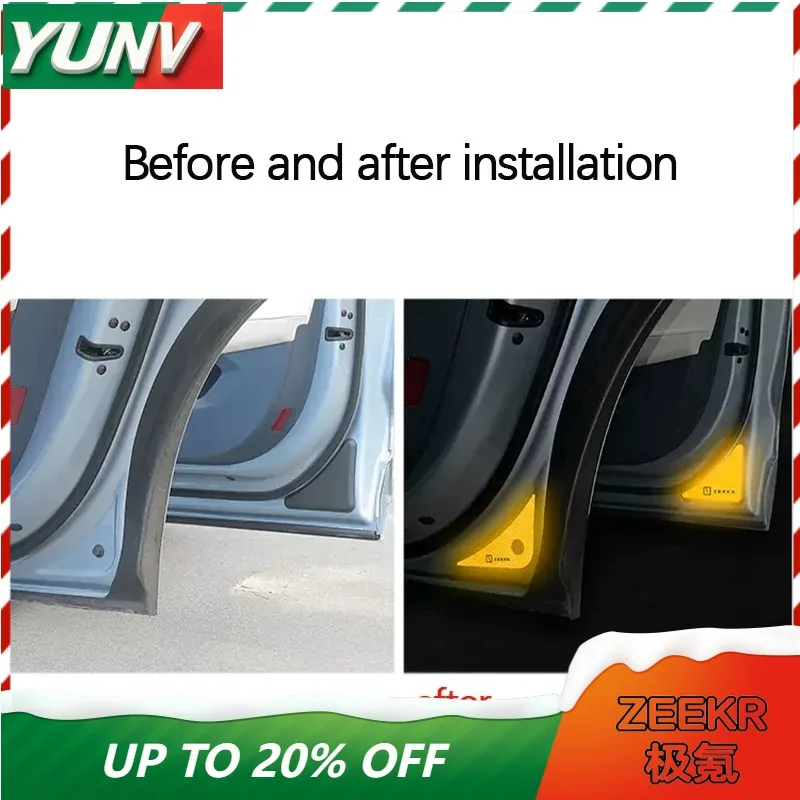 YUNV Door Reflective Stickers Warning for Zeekr 001 2021-2024 Exterior Trim Protection Sign Styling
