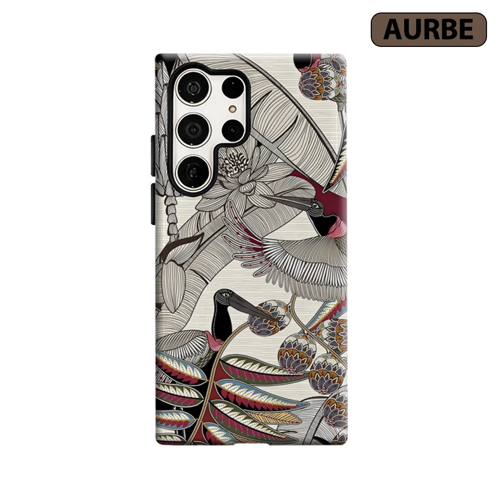 Tropical Bird Toile Phone Case for Samsung Galaxy S26 S25 Ultra S24 S23 Ultra Plus Shockproof Double Layer Tough Back Cover