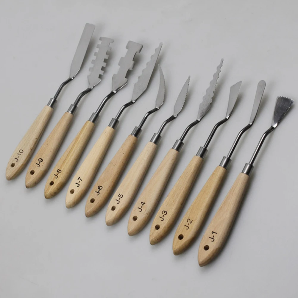 10 Pcs Oil Painting Knife Set Oil Painting Palette Knife Flexible Scraper Special-Shaped Oil Acrylic Painting Tools