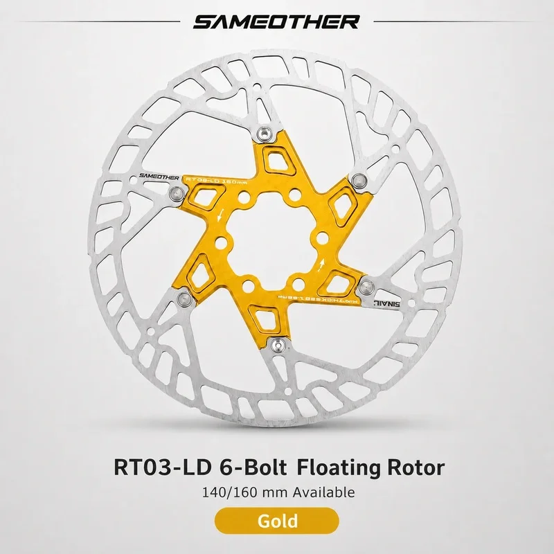 6-bolt floating disc rotor, for mountain bikes, road bikes and folding bikes, 140/160mm brake disc