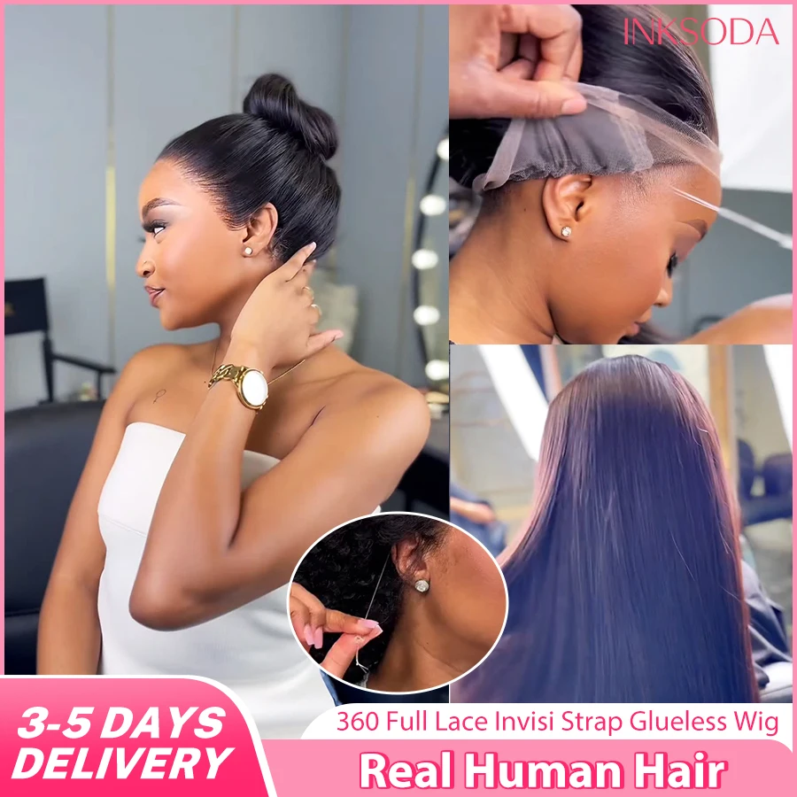 

16-38 Inch 220% Density Straight Human Hair Wig Invisible Strap 360 Full Hd Lace Front Wigs Drawstring Snug Fit Glueless Wig Invisible Strap Glueless Invisi Strap Full Lace Straight Wig For Women Ready To Wear Preplucked Prebleached
