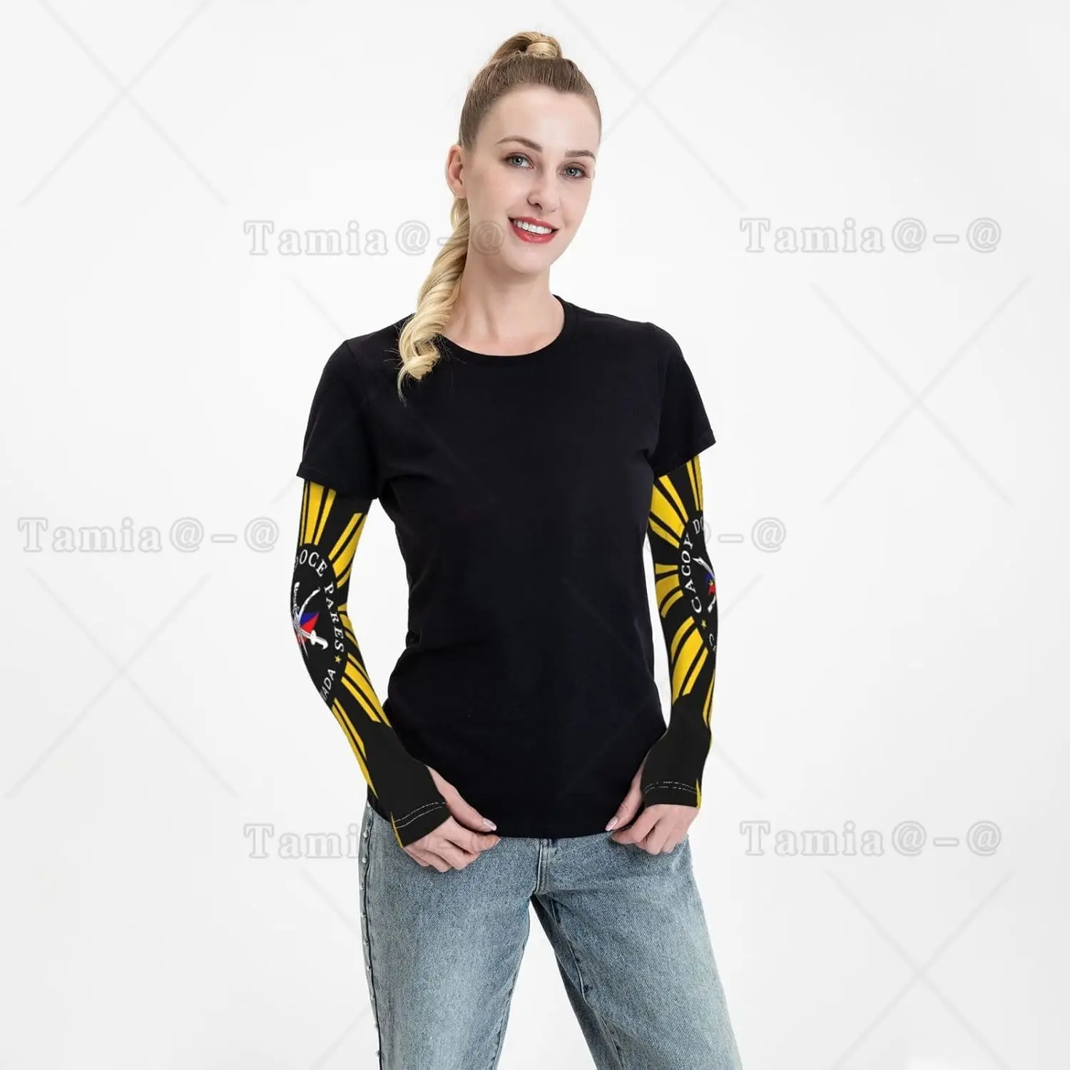 علم الفلبين الفلبيني وأكمام للذراع ونجوم الشمس وحماية من الأشعة فوق البنفسجية وأكمام رياضية من الحرير الجليدي للجنسين