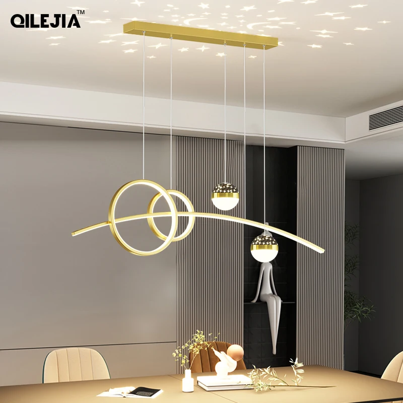 

Nordic Luxury Art LED Pendant Lights For Dining Room Creative Personality Table Hanging Lighting Black Gold White Grey Deco Lamp