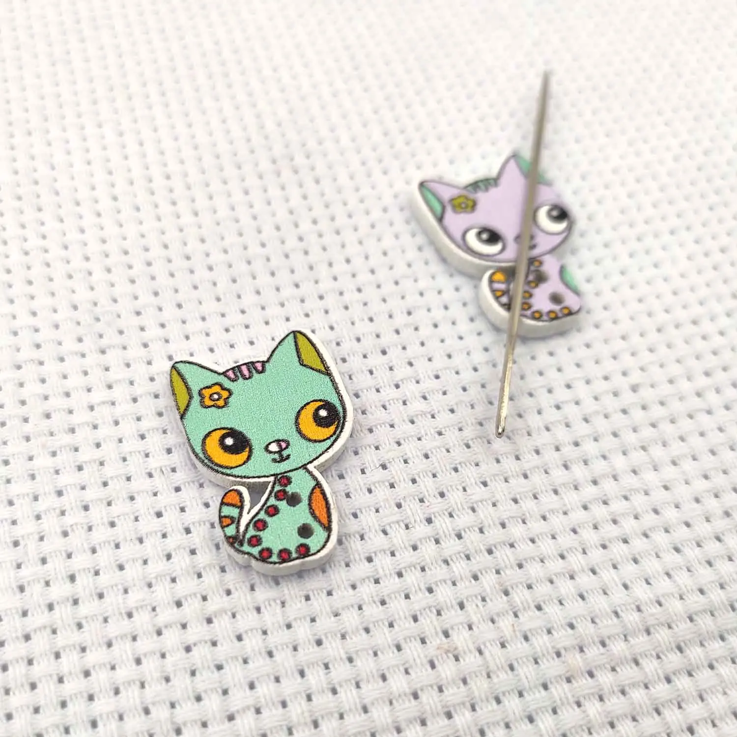 Magnetic Needle Minders Wood for Cross Stitch Set Cat Sewing Magnet Needle Keeper Finder Embroidery Accessories Needle Nanny