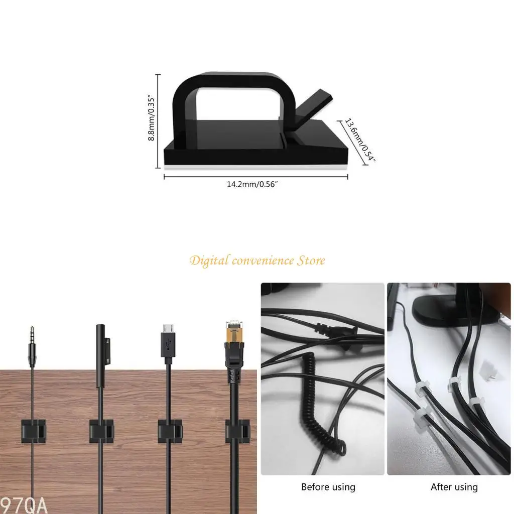 

97QA Adhesive Cord Management Clamp Car Wire Clip for Desk Wire Fixer