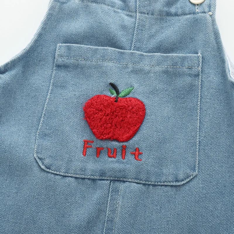 RAISE 2026 Spring Kids Babys Girls Strappy Pants Cotton Apple 3D Little Girls Suspenders Casual Contrast Infant Girls Jumpsuits