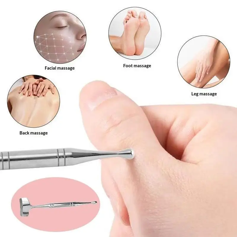 1PCS Double-headed Acupuncture Pen Facial Reflexology Tools Stainless Steel Trigger Point Massager Tool Deep Tissue Massage Tool