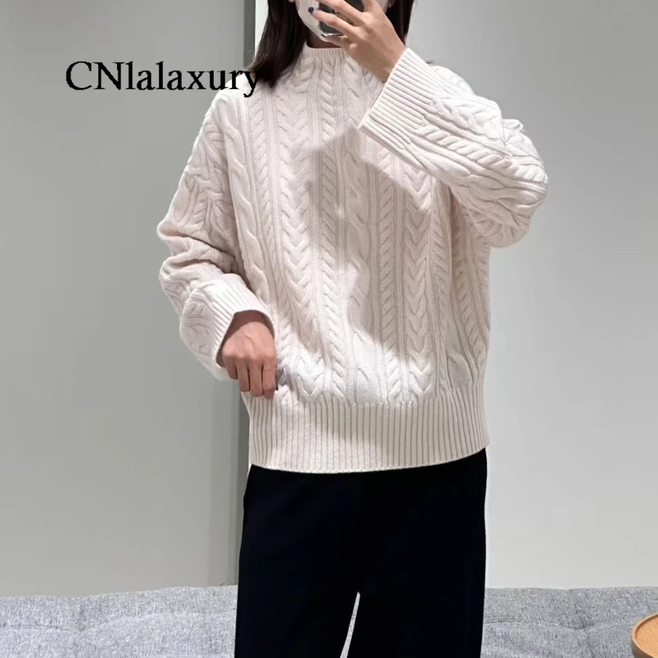 CNlalaxury Casual Solid Color Sweater Set Women Knitted Long Sleeve Pullover Or Trousers Thickened Pants Suit