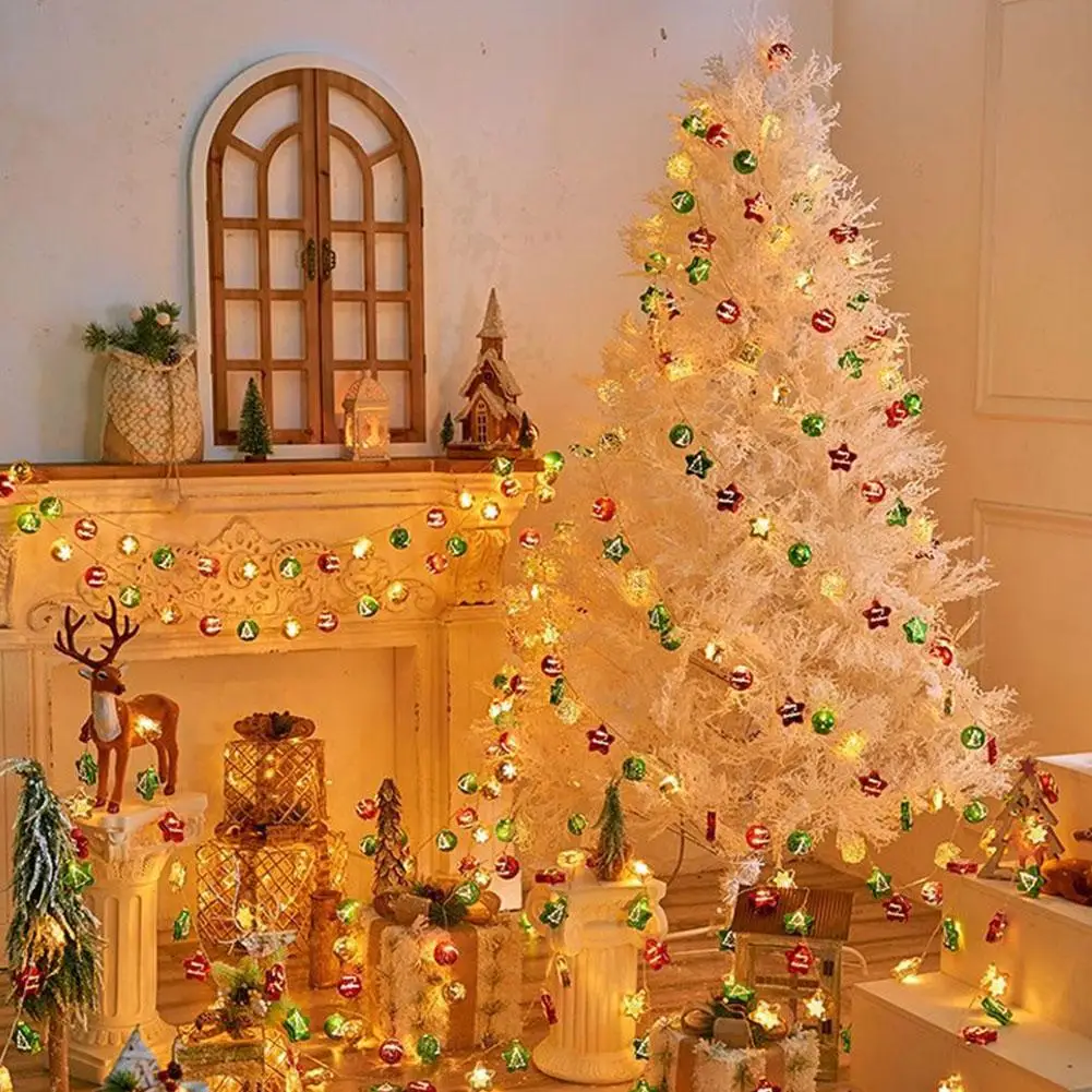 عيد الميلاد ضوء سلسلة قصب الحلوى سانتا كلوز ثلج مصباح شجرة عيد الميلاد ضوء سلاسل حلي معلقة عيد ميلاد سعيد زينة 2025 #6