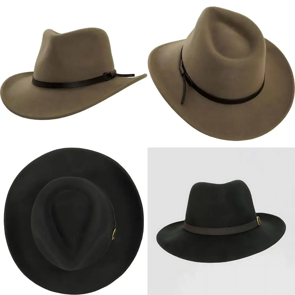 

Handcrafted Wool Felt Outback Hat - Durable Western Style, Crushable, Packable, Ideal for Travel