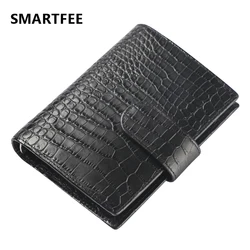 Smartfee A7 Budget Planner Crocodile Texture Binder Photocards Sketchbook Real Cow Leather Travelers Notebooks and Notepads