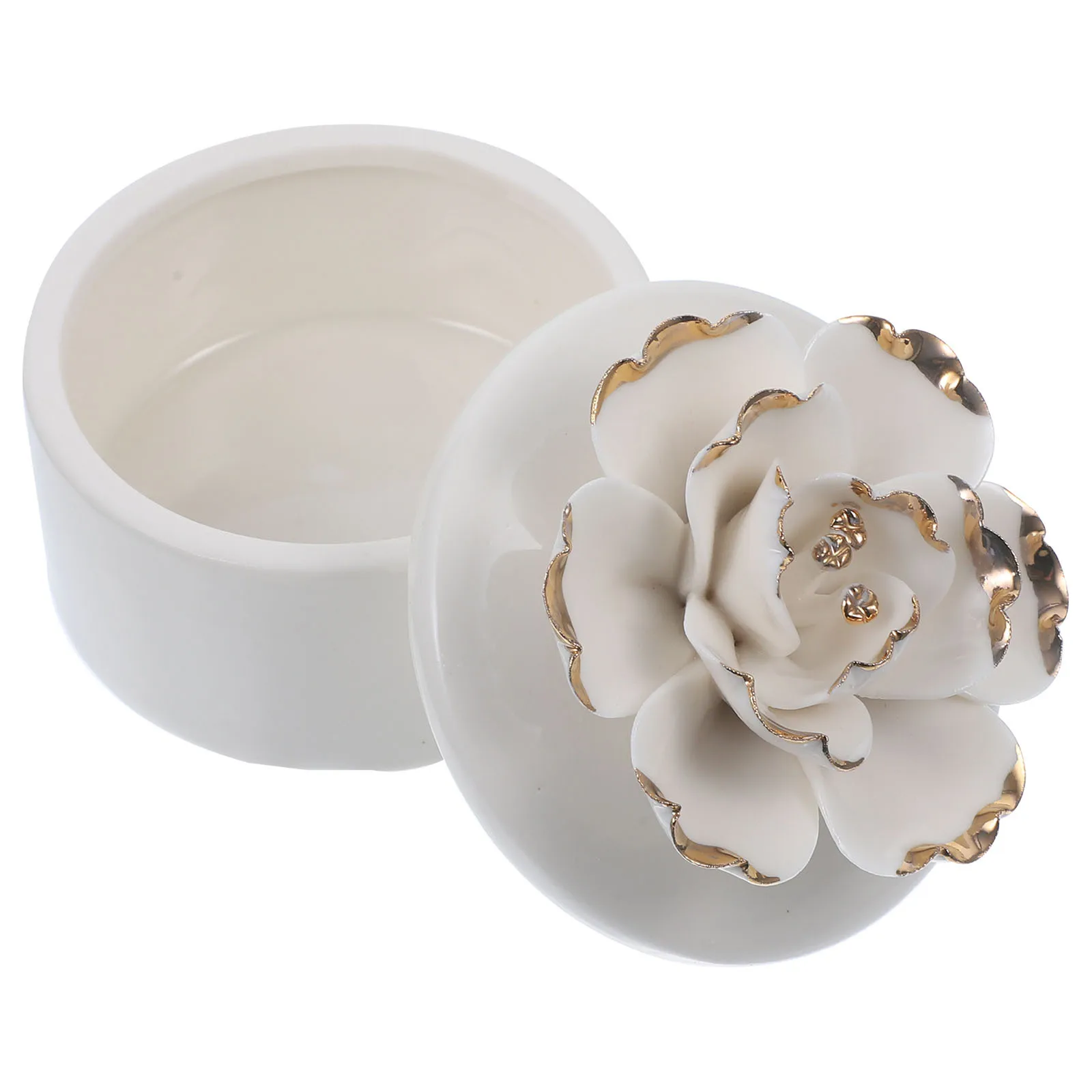 

Ceramic Flower Jewelry Box Small Organizer Holder Jewelry Storage Case Decorative Trinket Box Ceramic Storage Case
