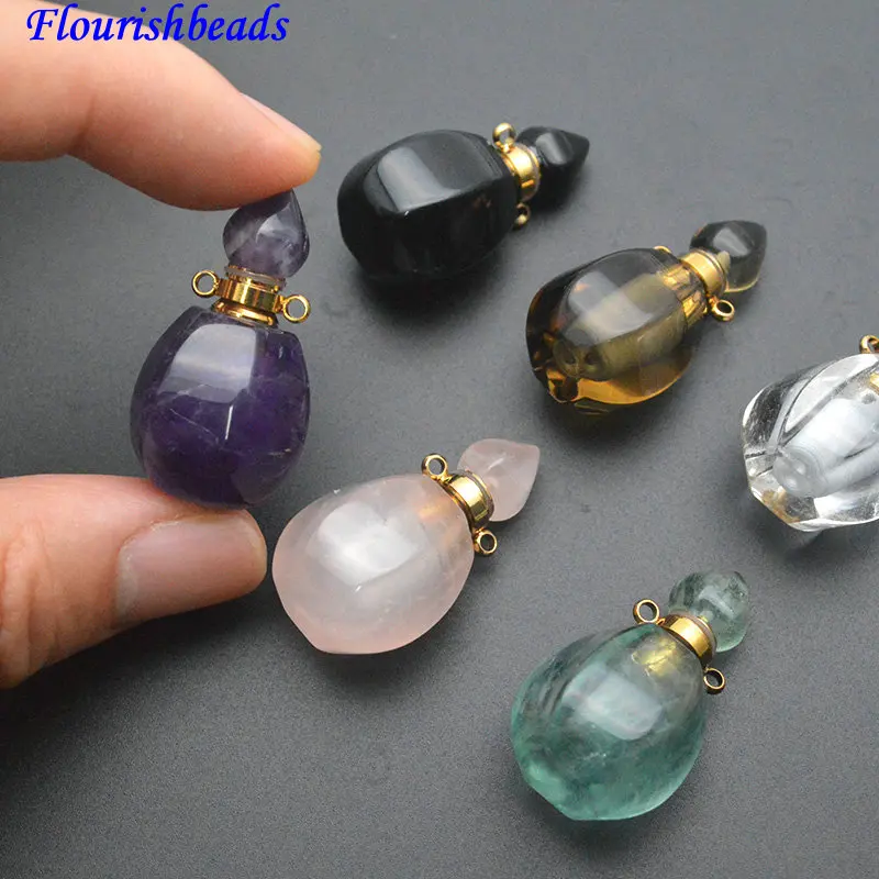 

5шт натуральный полудрагоценный камень кристалл флакон духов ожерелье кулон