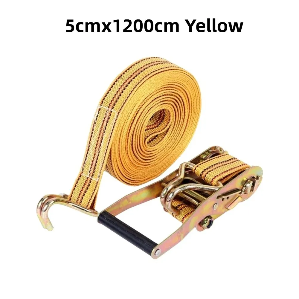 Double Hook Truck Front Cargo Ratchet Strap with Metal Buckle Multi-purpose Bundling Belt Tension Rope Adjustable Practical