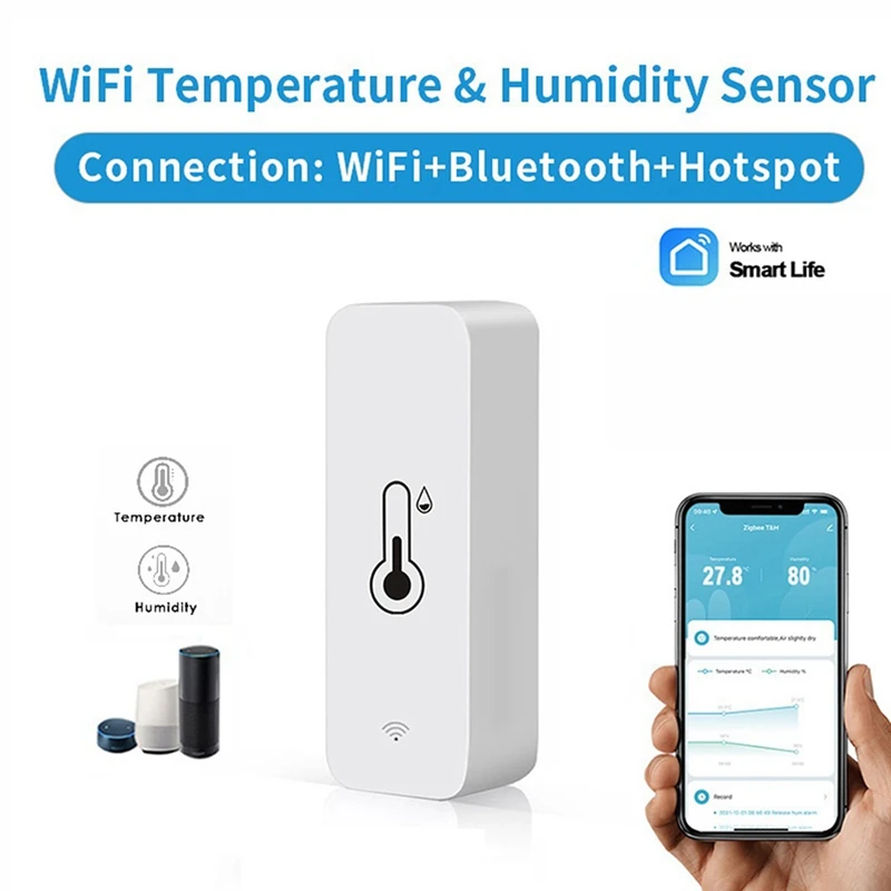 4Pcs Tuya Smart Temperature And Humidity Sensor Wifi APP Remote Monitor For Smart Home Var Smart Life APP Control