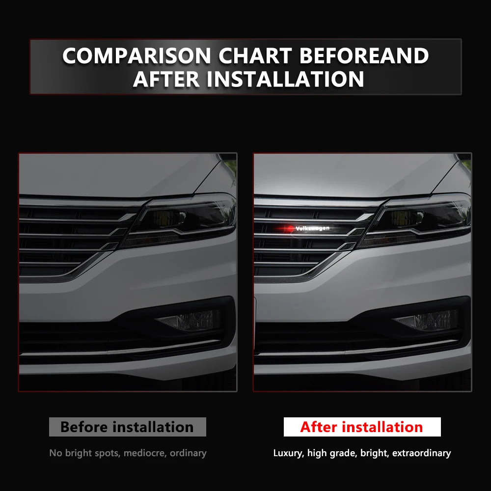 Auto-Dekorationslicht LED Frontgrill-Emblem Abzeichen Dekor für VW Polo Passat B5 B6 B7 T4 T5 Golf 4 5 6 Tiguan Jetta Gol – Detail 2