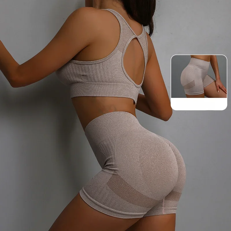 Yoga Suit Yoga Sports Underwear Women's Fitness Suit Vest Running Sports Yoga Shorts Set Yoga Set  Workout Set image 6
