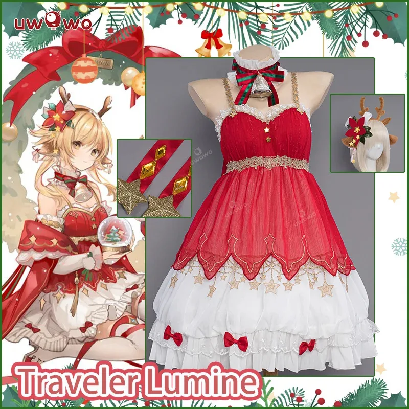 

LAST BATCH UWOWO Traveler Lumine Cosplay Costume Genshin Impact Cosplay Fanart: Christmas Costume Halloween Outfit Full Set