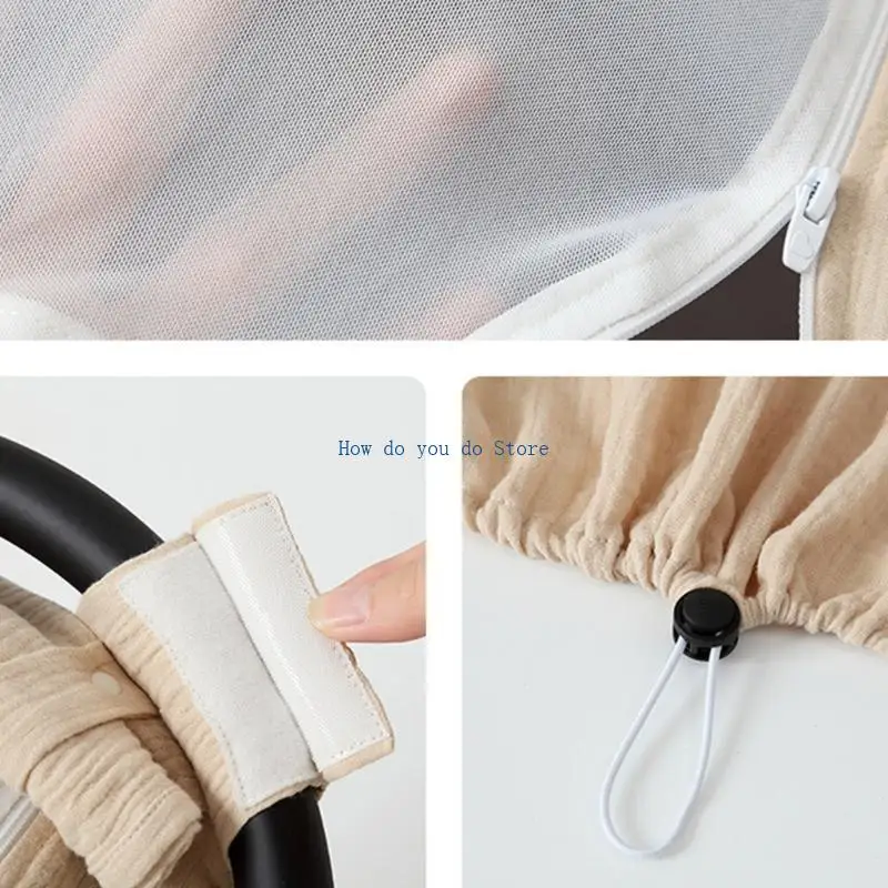 

19QF Cotton Baby Car Covers with Breathable Mesh Stretchy Canopy for Easy Use