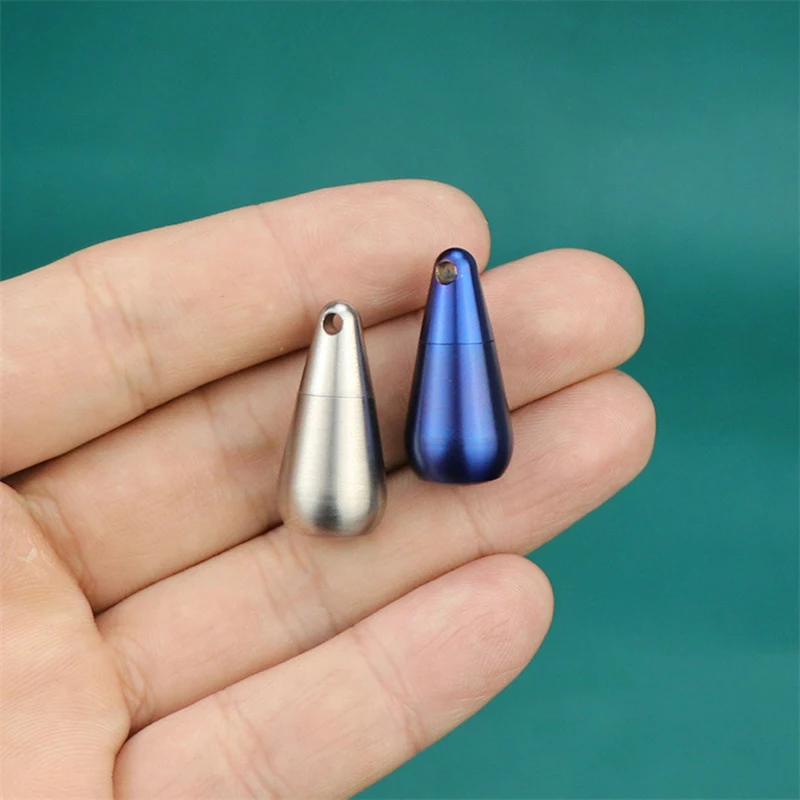 

1Pc Mini Medicine Pill Box Pure Titanium Waterdrop Pendant Small Pill Bottle Portable Waterproof Tablet Container